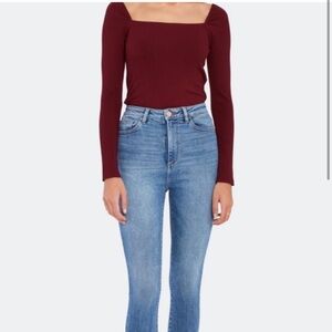 Billie the Label Burgundy Long Sleeve Square Neck Top.